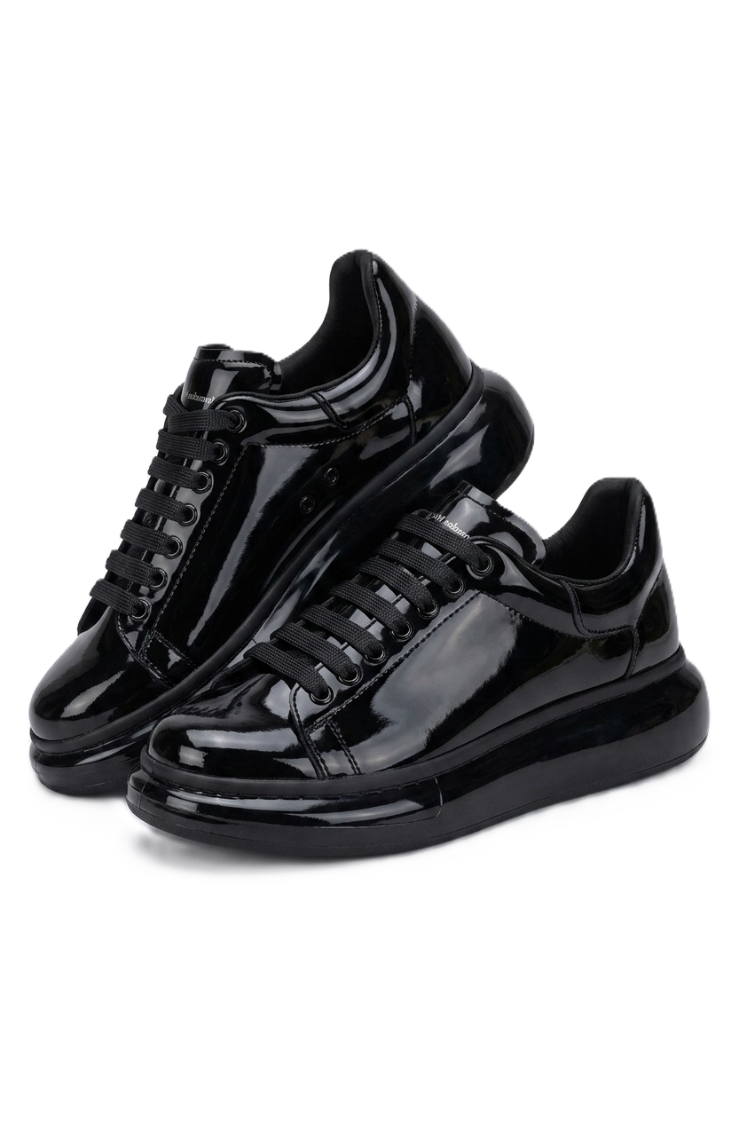 ZRC295 Yüksek Kalite Air Kalın Taban Erkek Sneaker Siyah Rugan