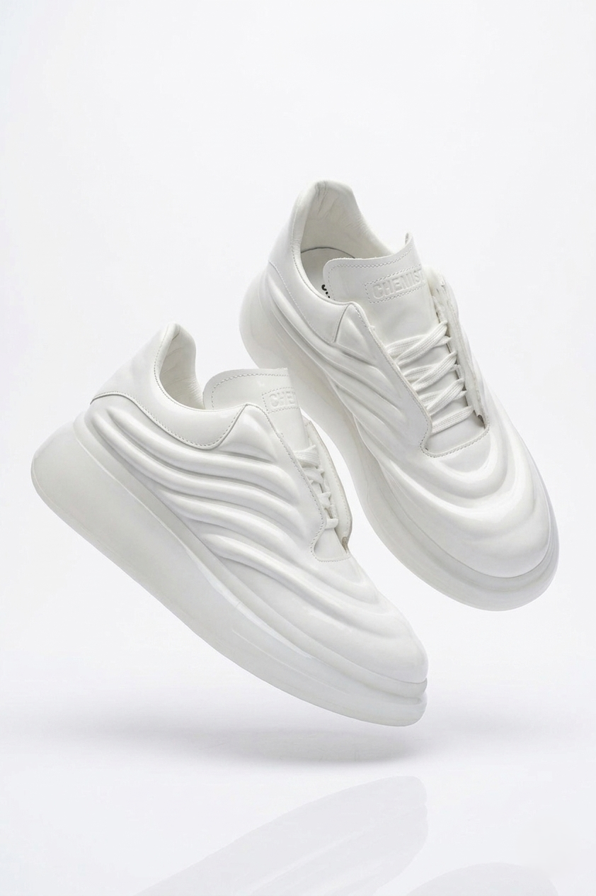 ZRC295I Yüksek Taban Özel Malzeme Erkek Sneaker Beyaz