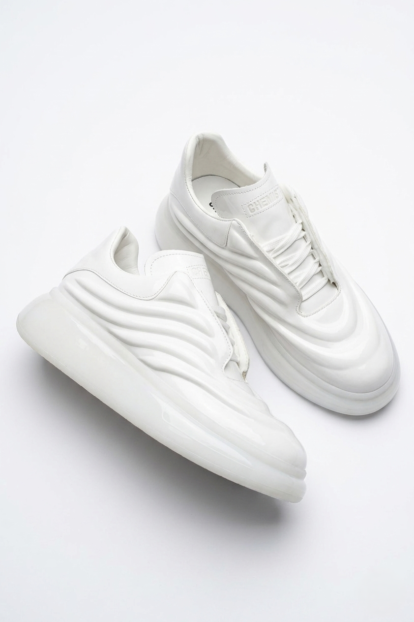 ZRC295I Yüksek Taban Özel Malzeme Erkek Sneaker Beyaz