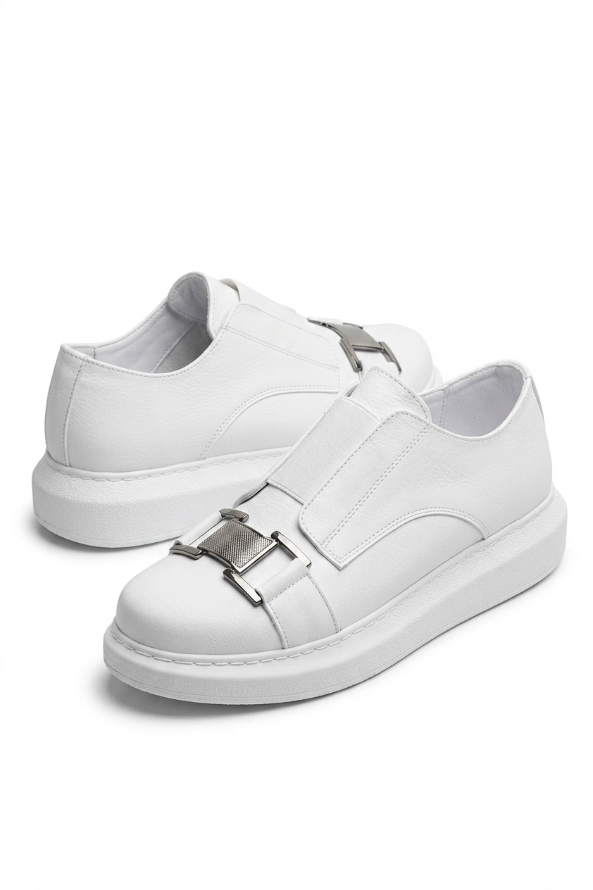 ZRCX297 Premium Erkek Lastikli Ortopedik Sneaker Beyaz