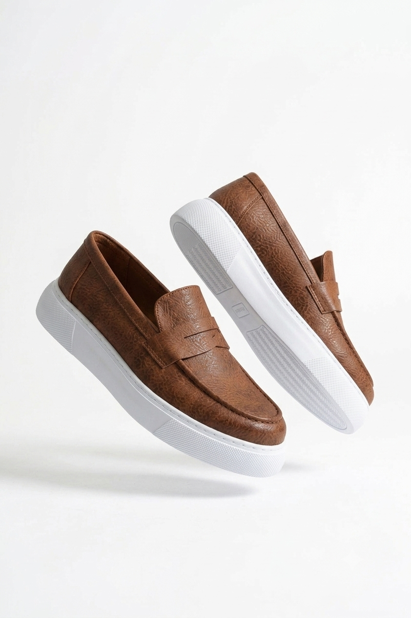 ZRC421 - Yüksek Kalite Günlük Bağcıksız Erkek Loafer Taba