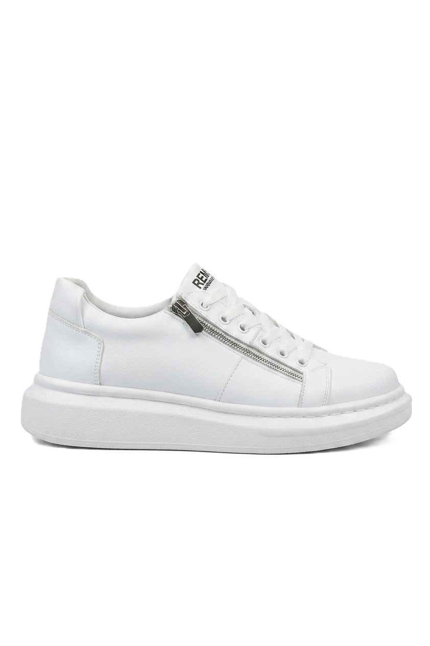 ZRC601 - Lüx Süet Fermuarlı Erkek Sneaker Beyaz