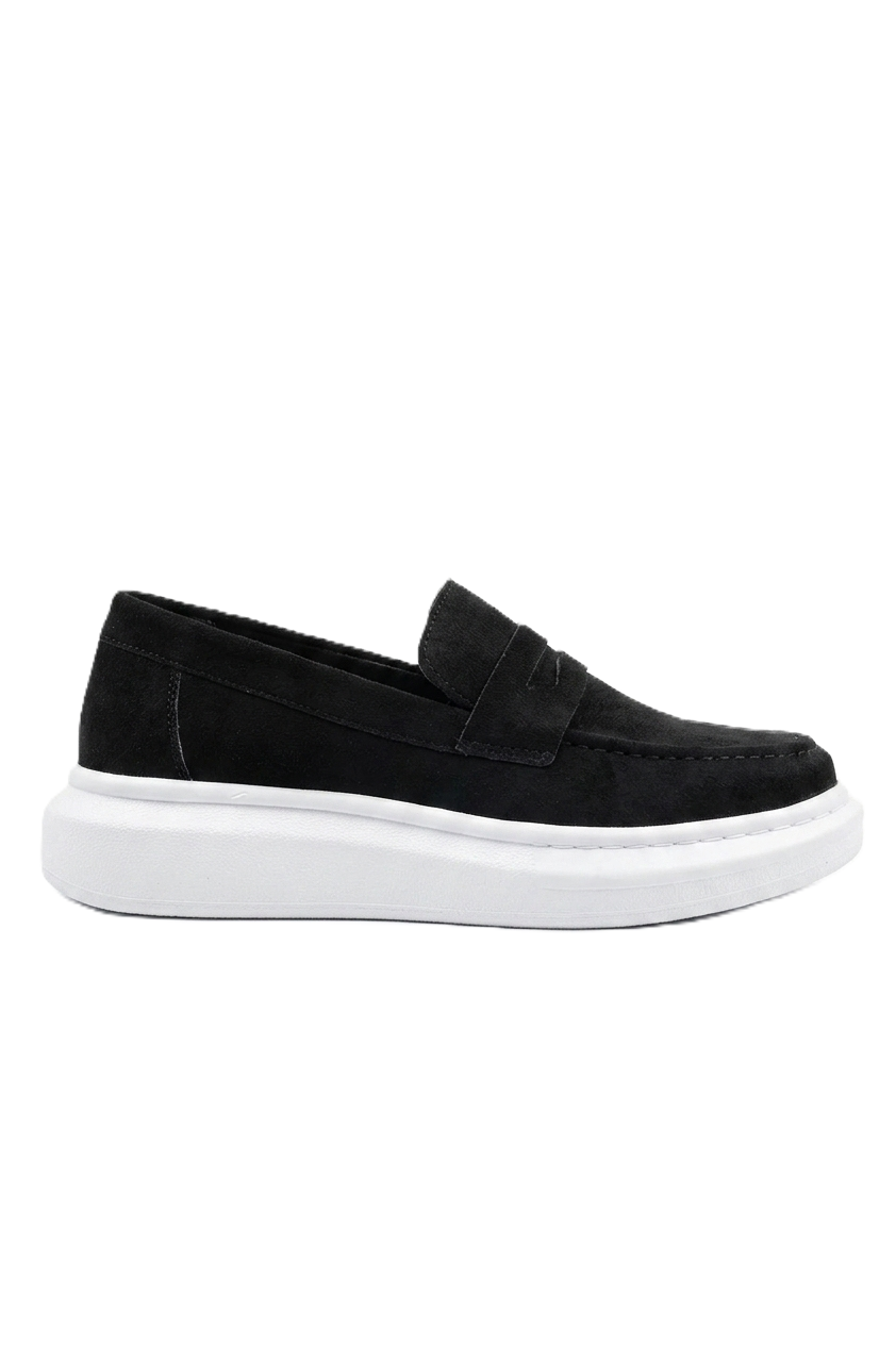 ZRC615 - Lüx Süet Erkek Klasik Loafer Siyah Beyaz