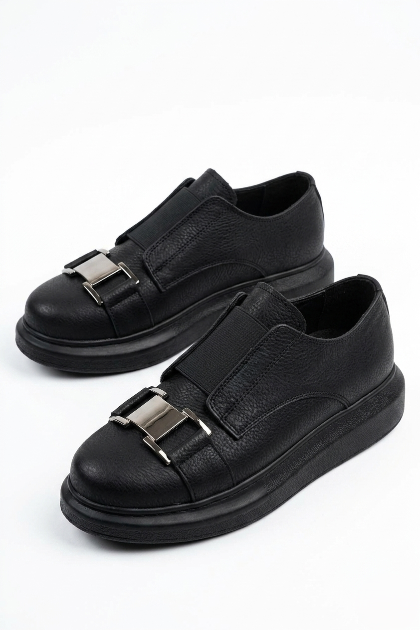 ZRCX297 Premium Erkek Lastikli Ortopedik Sneaker Siyah