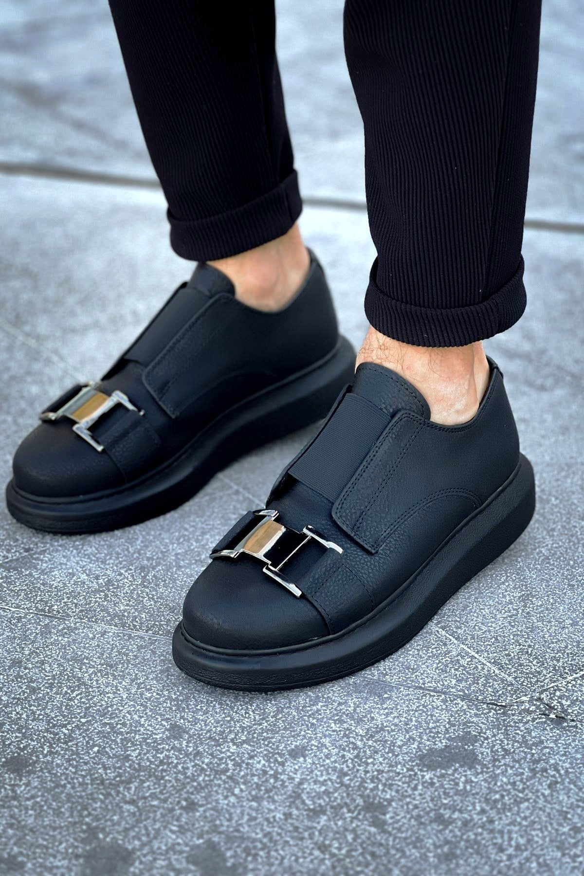 ZRCX297 Premium Erkek Lastikli Ortopedik Sneaker Siyah