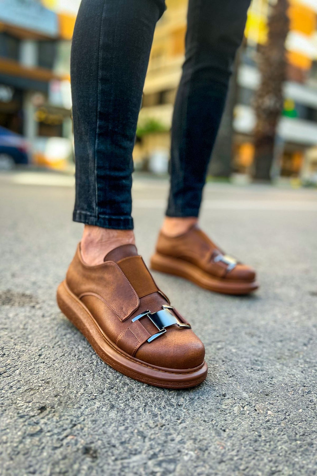 ZRCX297 Premium Erkek Lastikli Ortopedik Sneaker Taba
