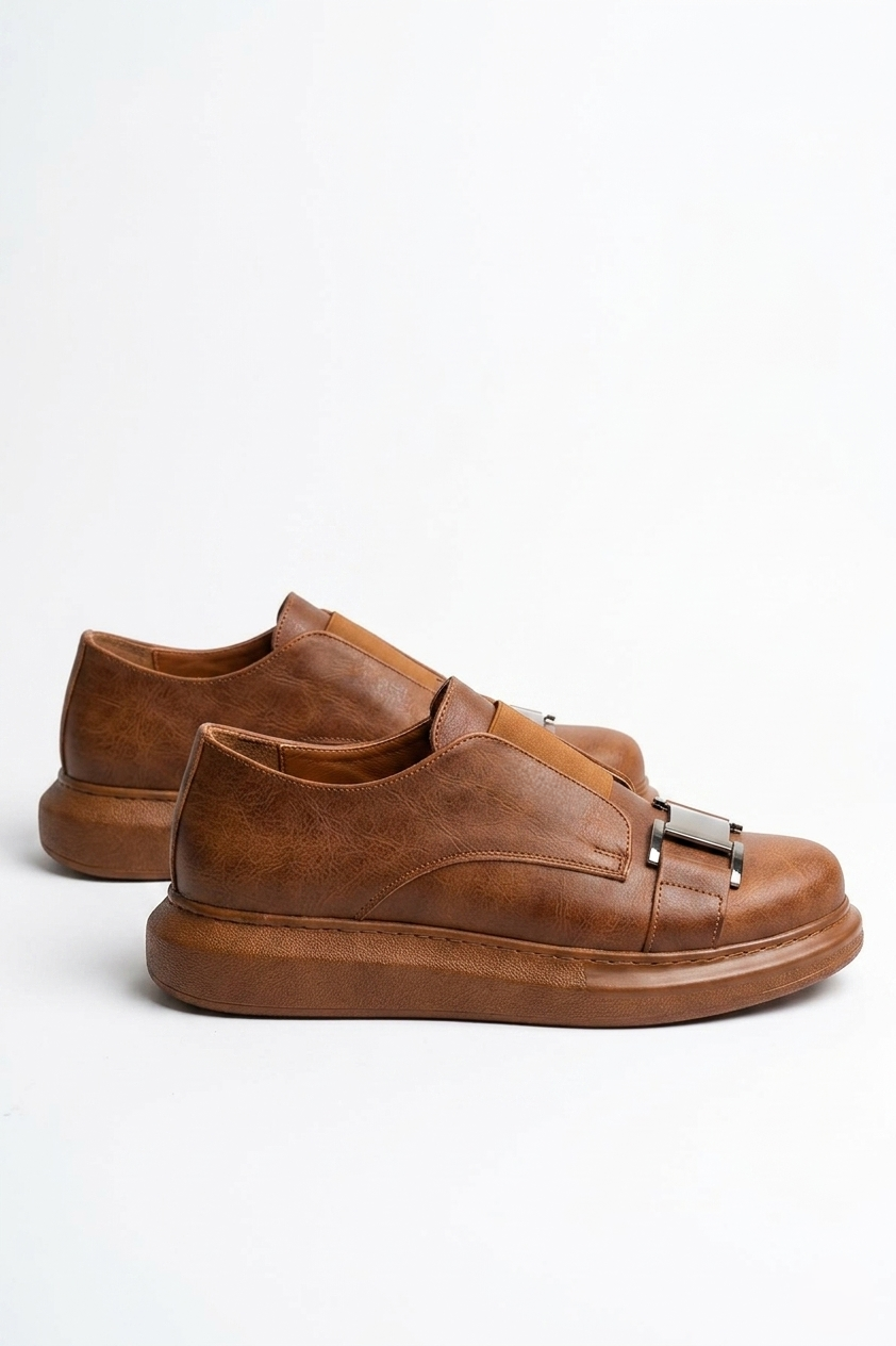 ZRCX297 Premium Erkek Lastikli Ortopedik Sneaker Taba