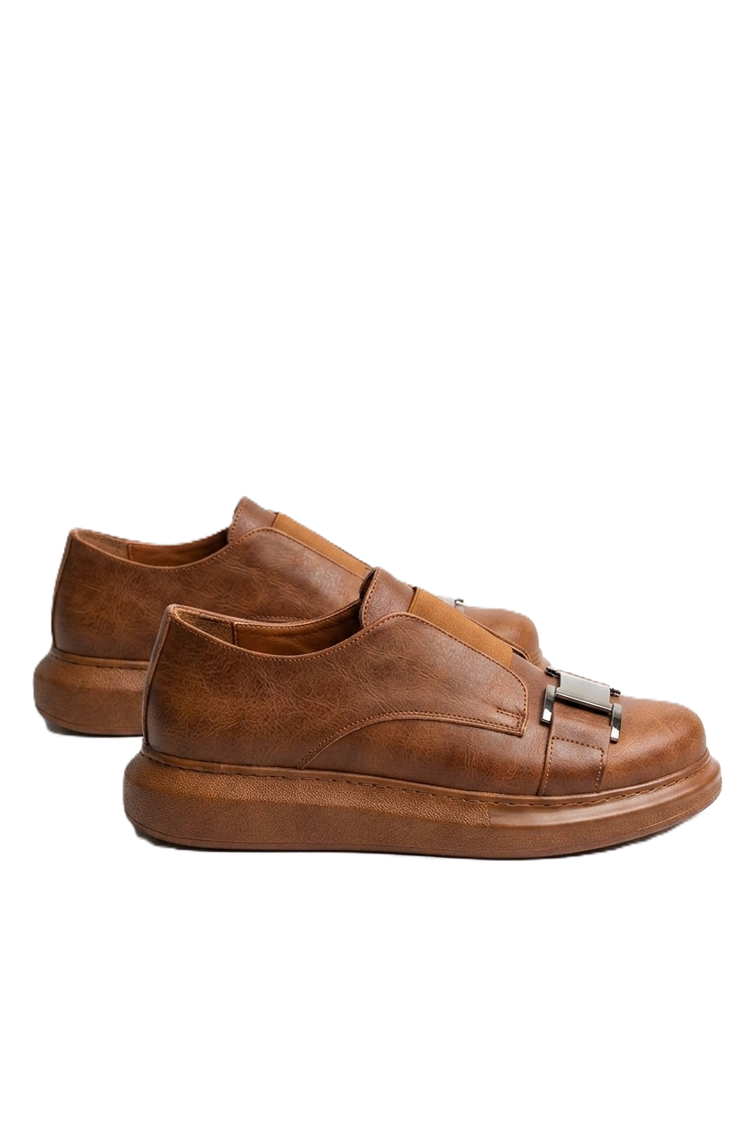 ZRCX297 Premium Erkek Lastikli Ortopedik Sneaker Taba