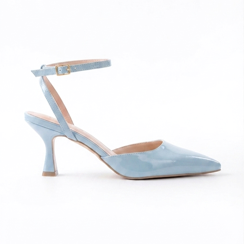 ZRİN-004 Bebe Mavi Rugan Günlük 7 cm Topuklu Ayakkabı
