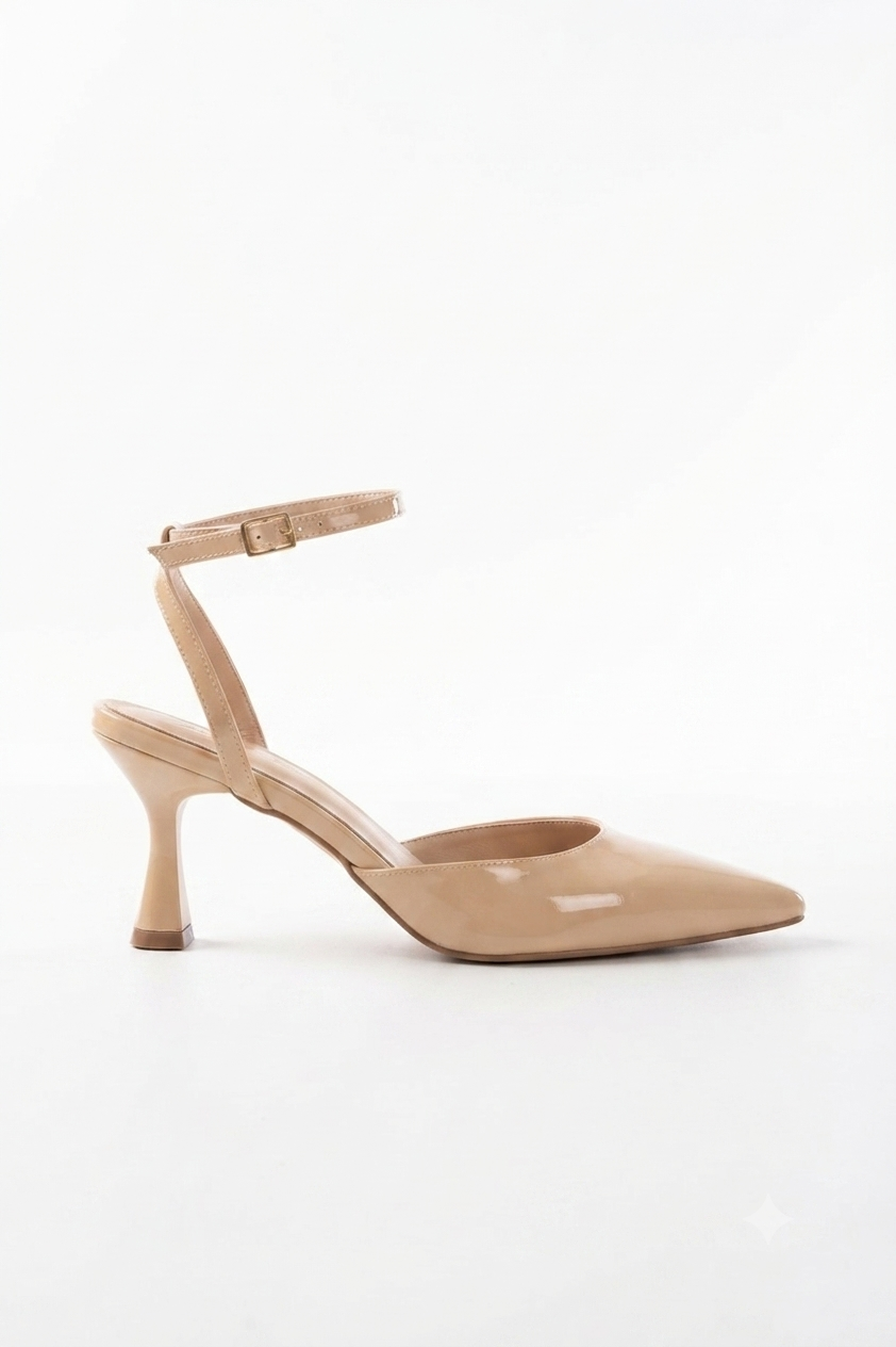 ZRİN-004 Nut Rugan Günlük 7 cm Topuklu Ayakkabı