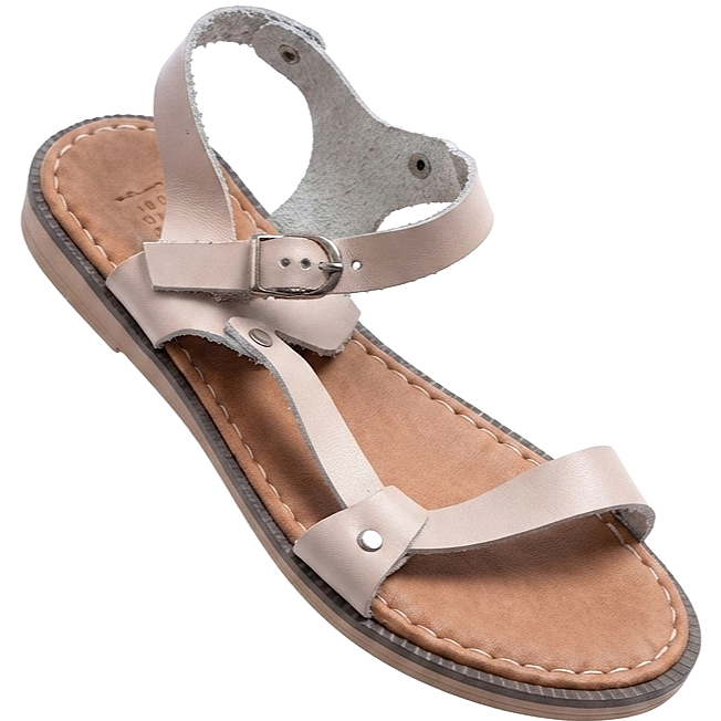 ZRİN-090 Premium Bej Hakiki Deri Kadın Sandalet