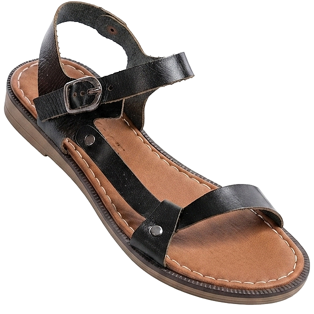 ZRİN-090 Premium Siyah Hakiki Deri Kadın Sandalet
