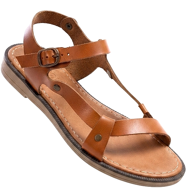 ZRİN-090 Premium Taba Hakiki Deri Kadın Sandalet