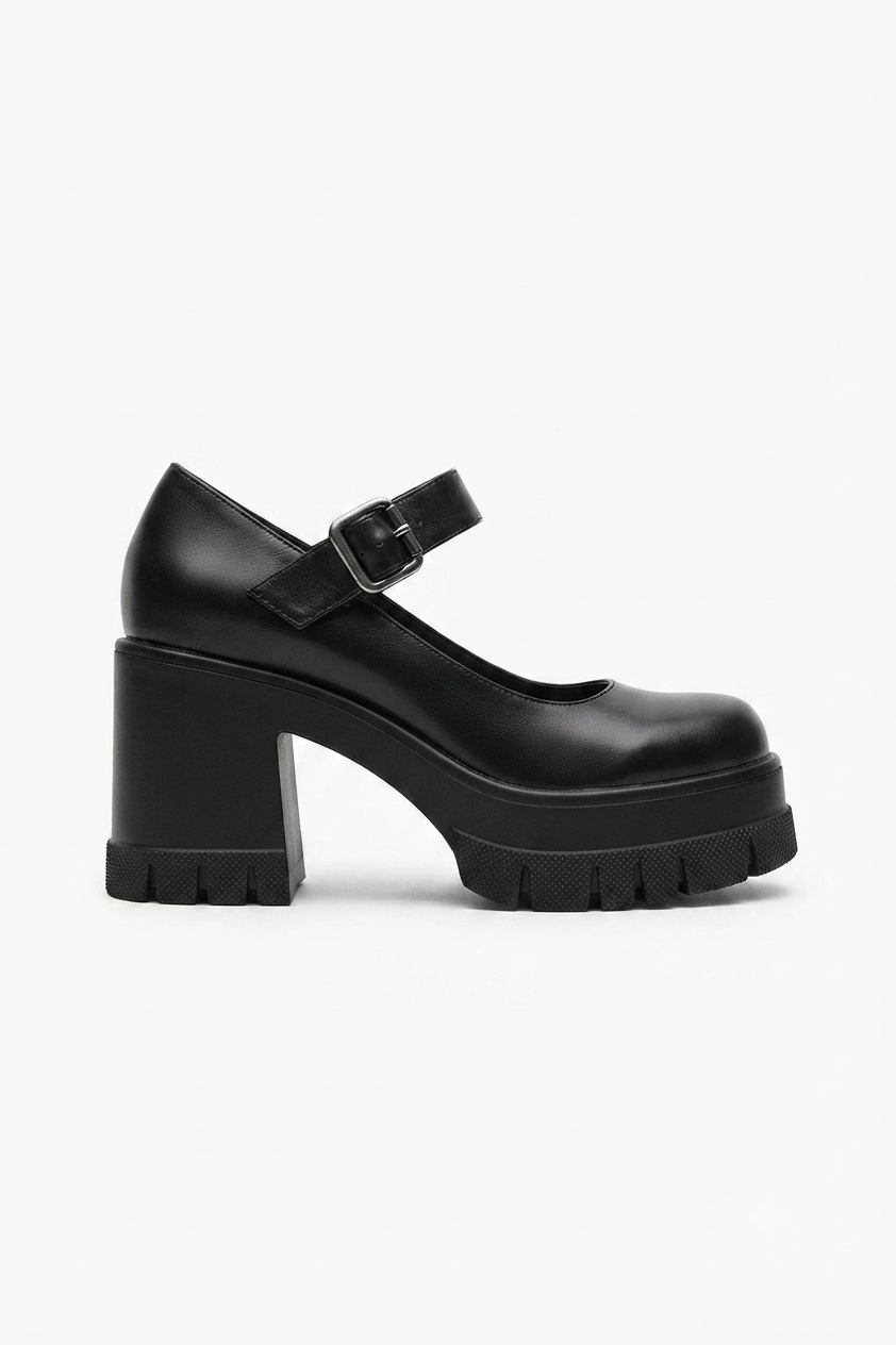 ZRİN-1006 Premium Siyah Günlük Yüksek Topuklu Platform Loafer