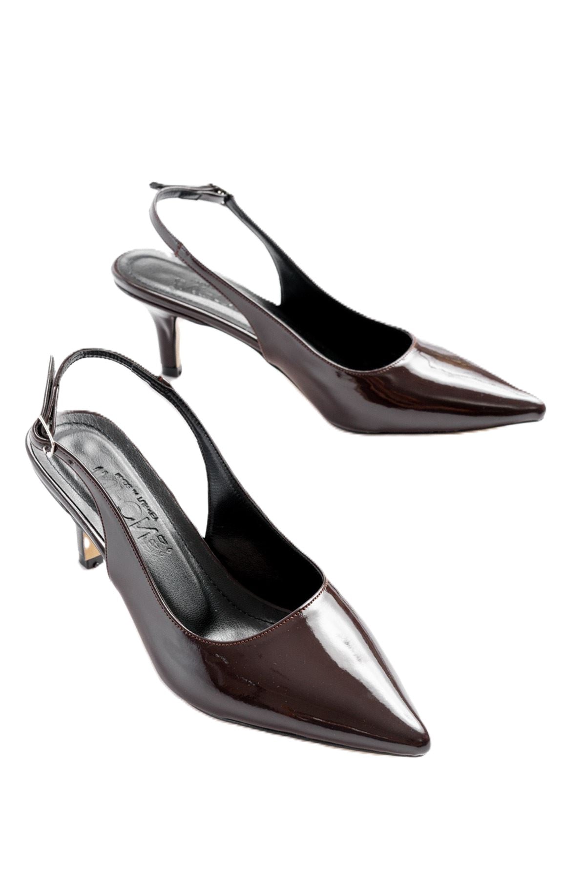 ZRİN-1152 Premium Kahve Rugan Günlük 7 cm Topuklu Ayakkabı