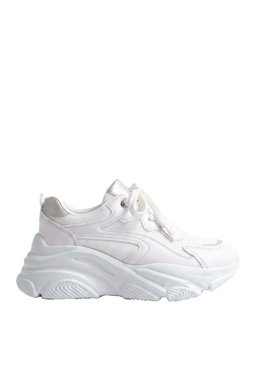 ZRİN-149 Beyaz Gümüş Bağcıklı Fileli Günlük Premium Kadın Sneaker