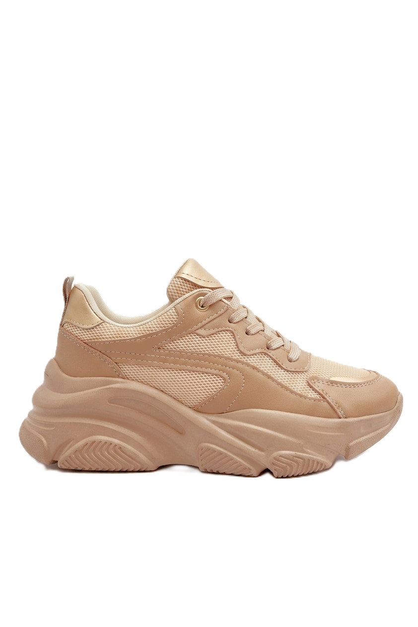 ZRİN-149 Nut Gold Bağcıklı Fileli Günlük Premium Kadın Sneaker