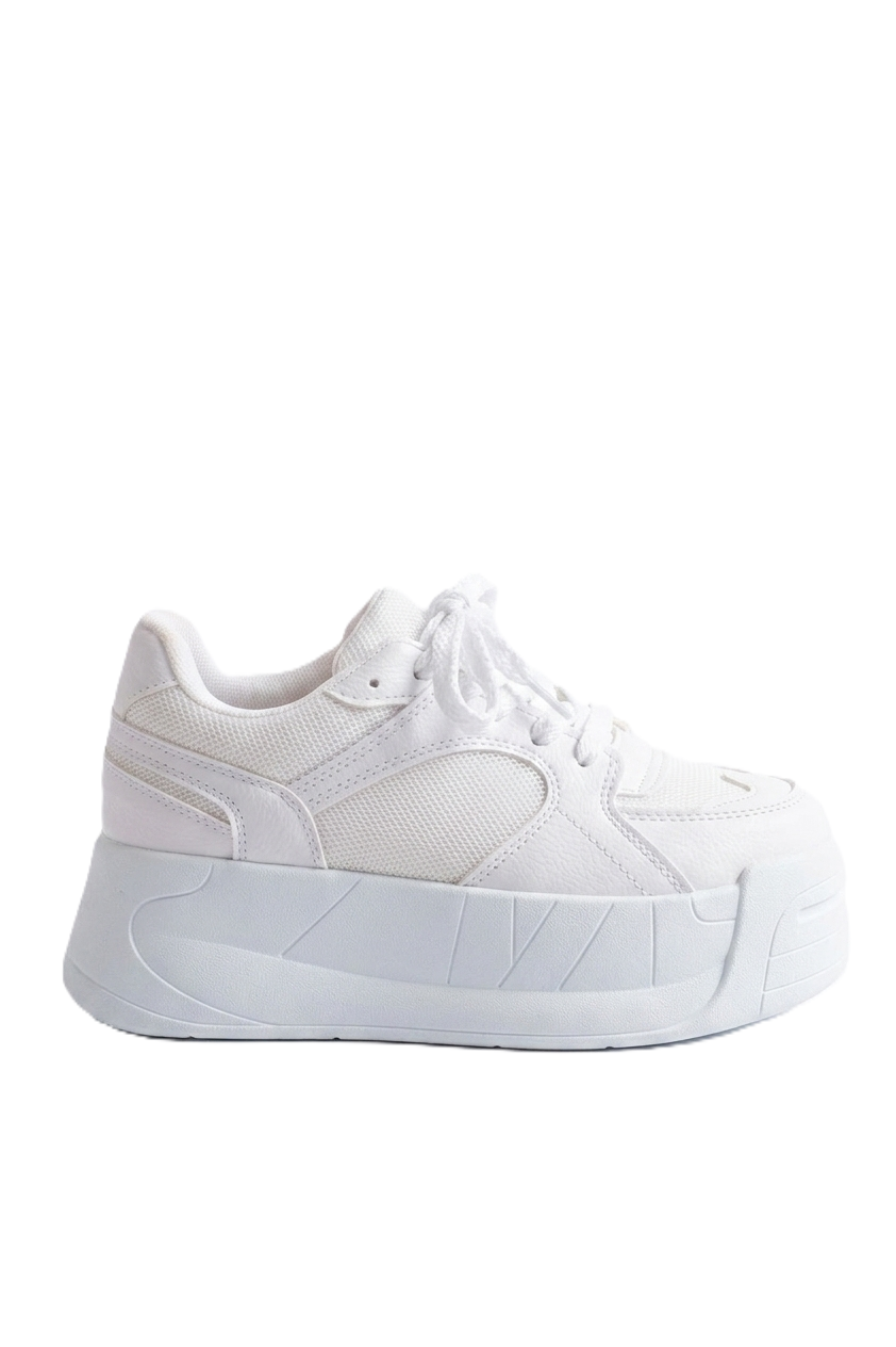 ZRİN-190 Premium Beyaz Bağcıklı Fileli Yüksek Taban Günlük Sneaker
