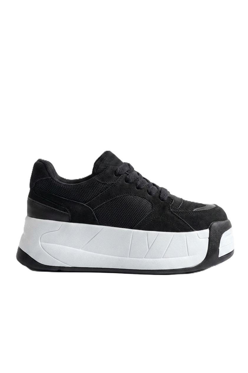 ZRİN-190 Premium Siyah Bağcıklı Fileli Yüksek Taban Günlük Sneaker