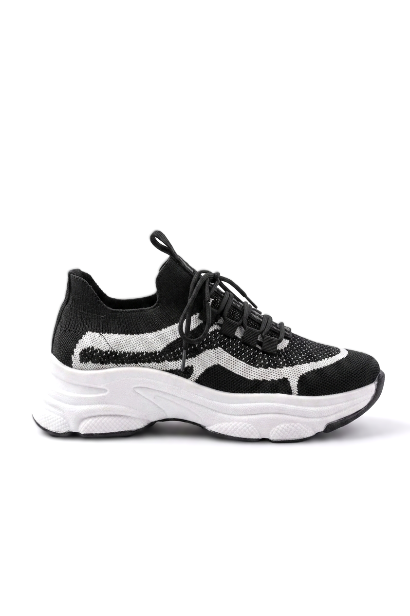 ZRİN-3001 Premium Siyah Bağcıklı Fileli Günlük Sneaker