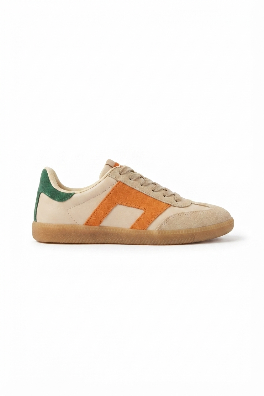 ZRİN-5007 Premium Bej Garni Bağcıklı Kadın Sneaker