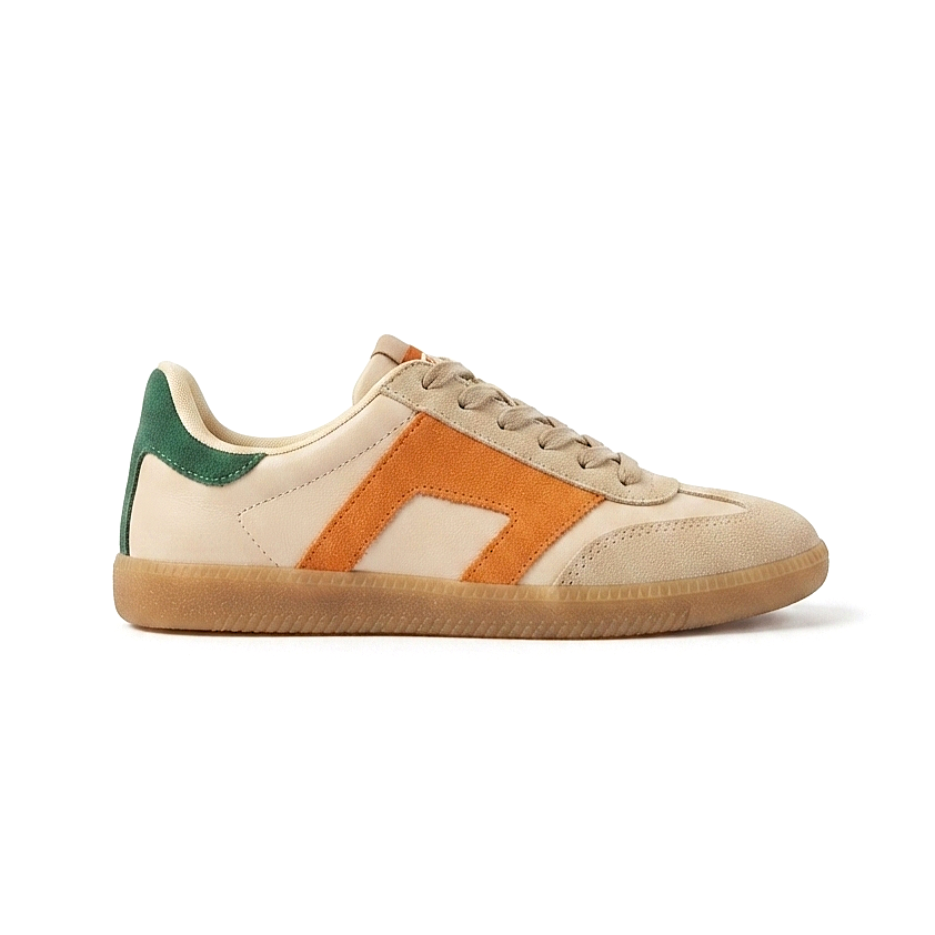 ZRİN-5007 Premium Bej Garni Bağcıklı Kadın Sneaker