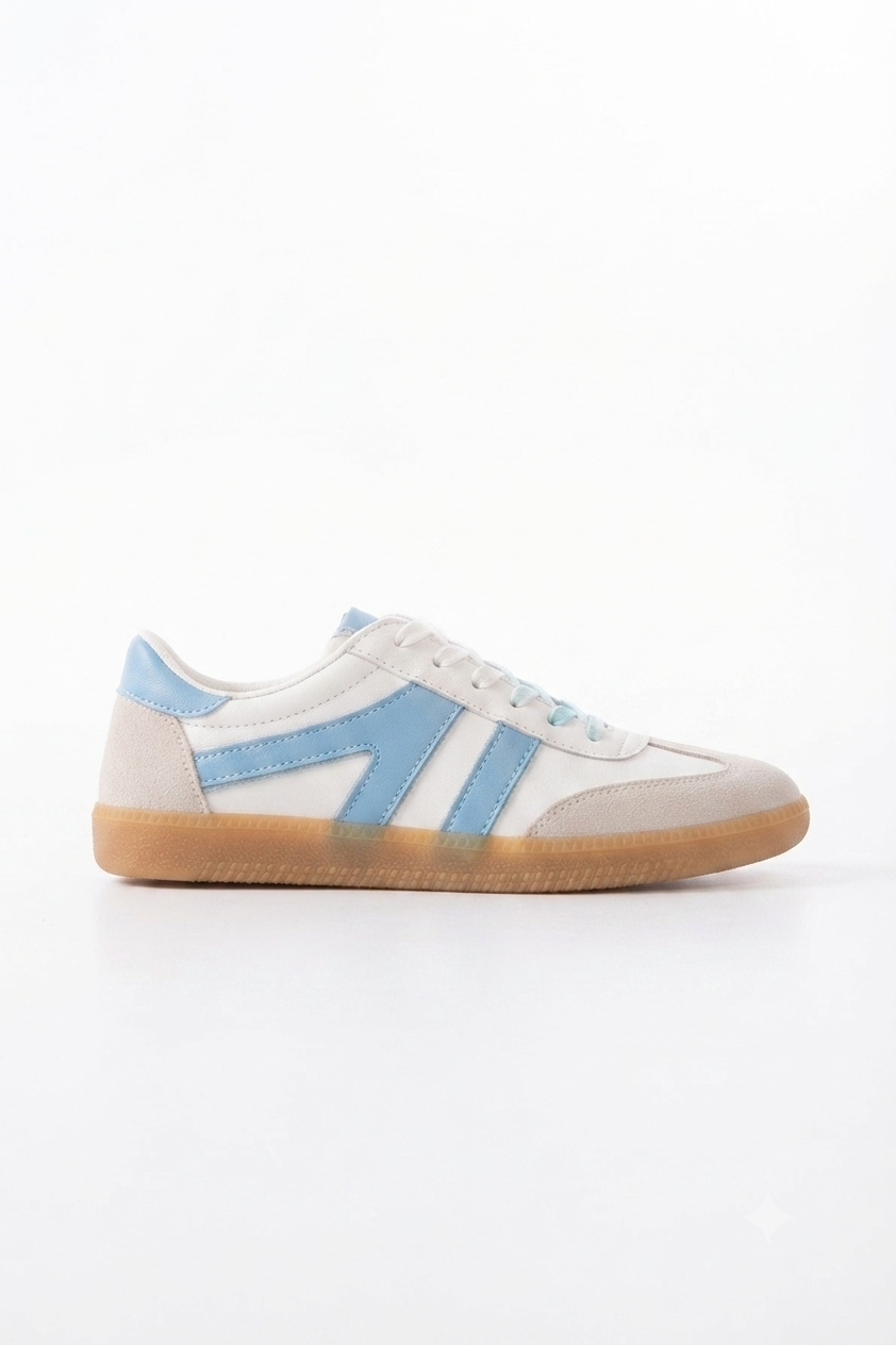ZRİN-6005 Premium Mavi Bağcıklı Termo Taban Günlük Kadın Sneaker