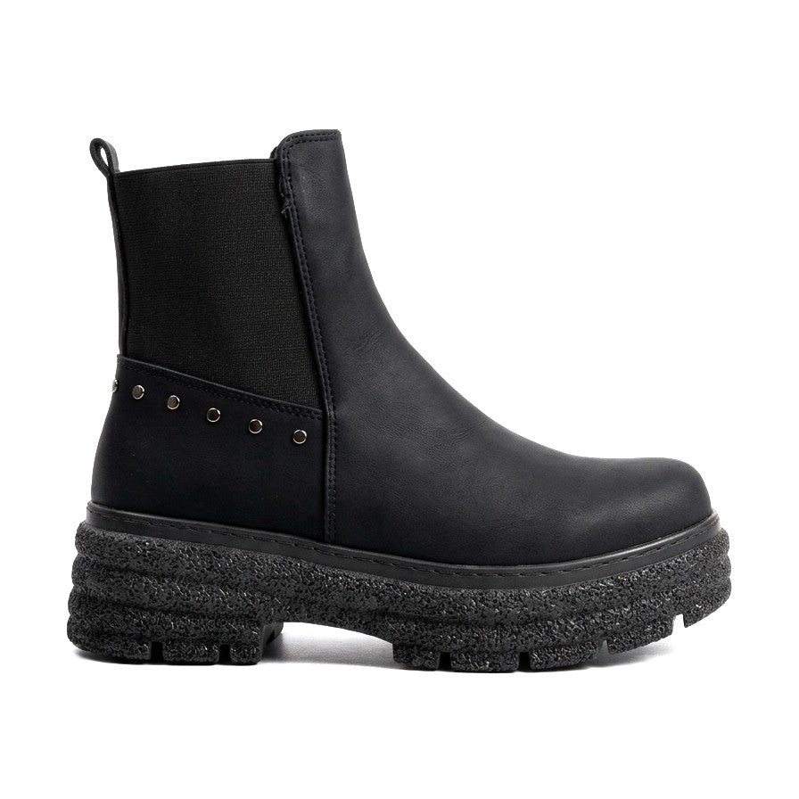 ZRİN-749-2005 Premium Black Emerald Flat-Heeled Elasticated Women's Everyday Boots