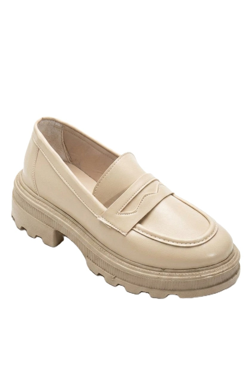 ZRİN-759 Premium Bej Yanki Ortopedik Yüksek Tabanlı Loafer