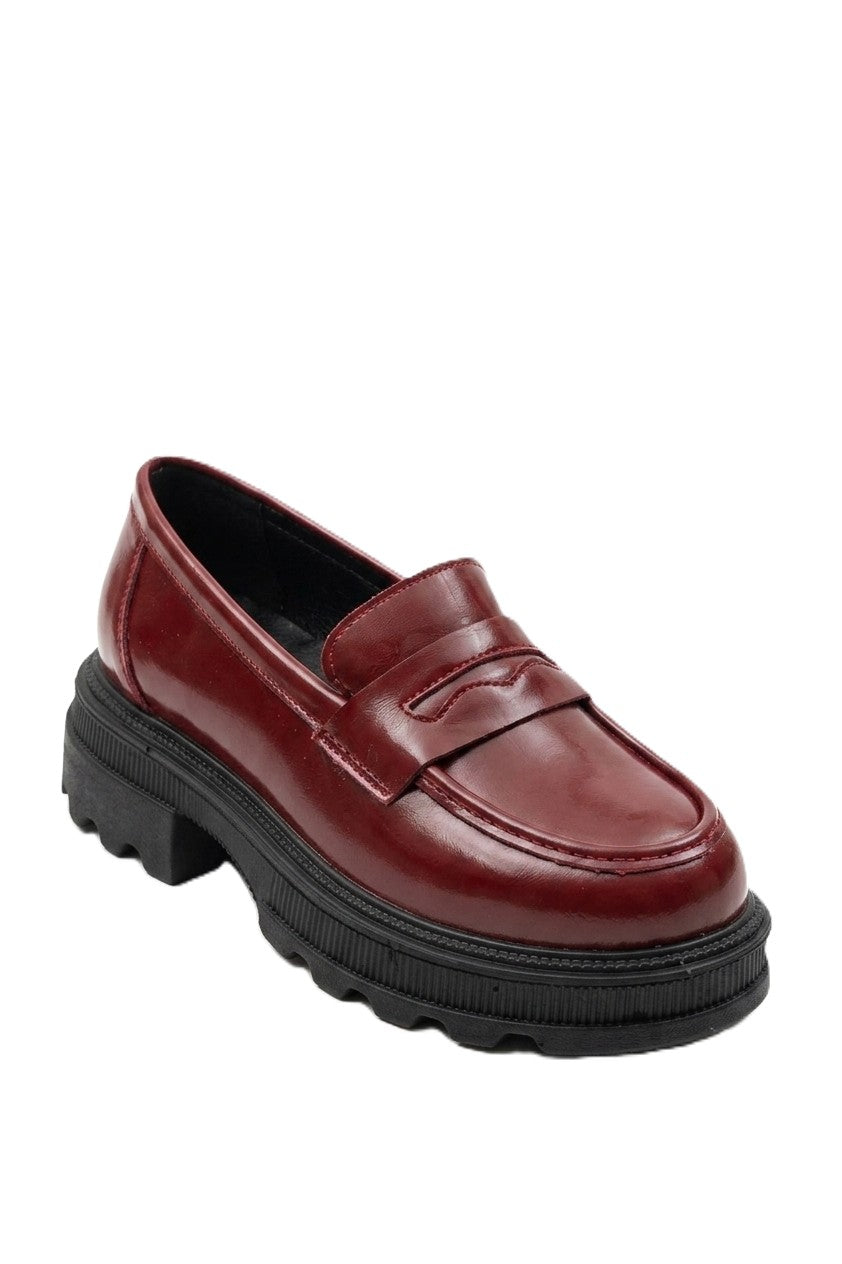 ZRİN-759 Premium Bordo Rugan Ortopedik Yüksek Tabanlı Loafer