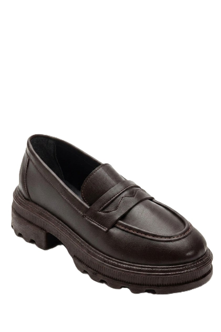 ZRİN-759 Premium Kahve Ortopedik Yüksek Tabanlı Loafer
