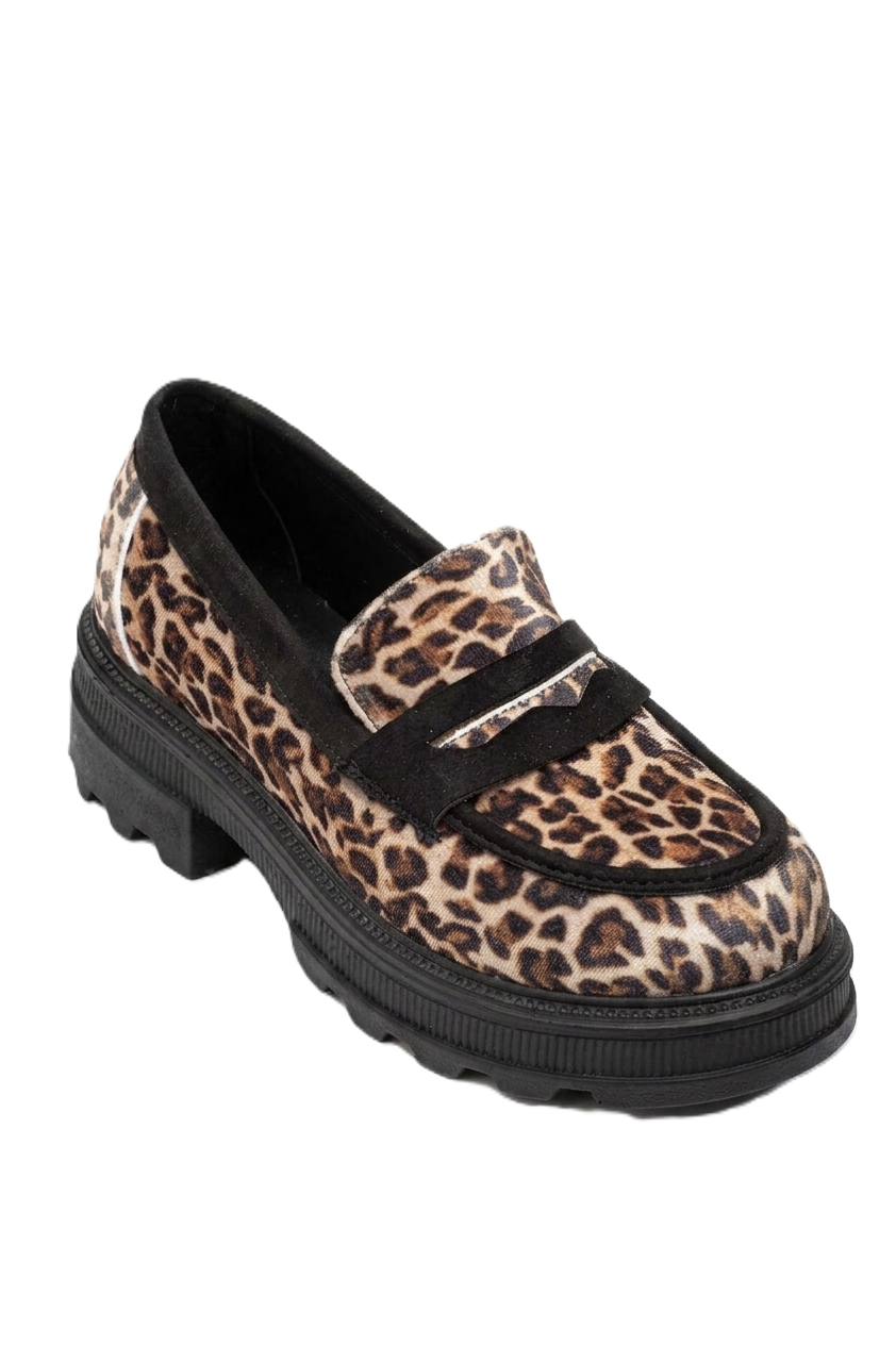 ZRİN-759 Premium Leopar Ortopedik Yüksek Tabanlı Loafer
