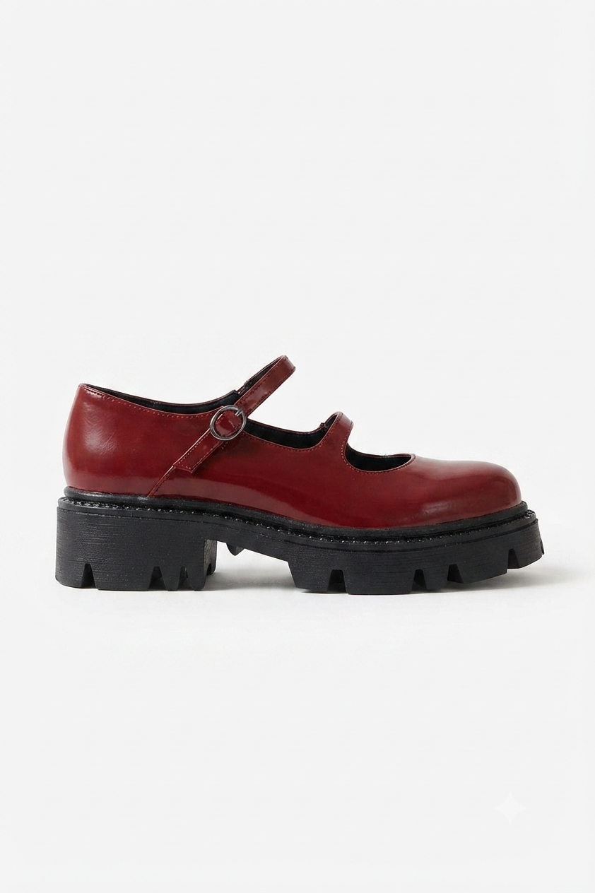 ZRIN-868-756 Premium Burgundy Patent Leather Orthopedic High-Sole Loafers