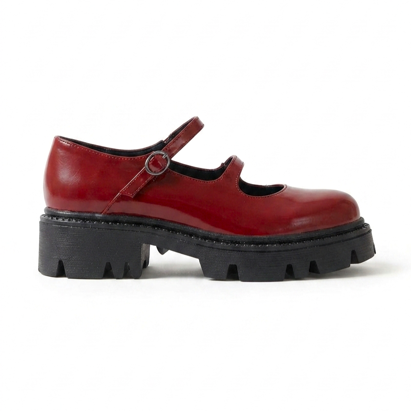 ZRIN-868-756 Premium Burgundy Patent Leather Orthopedic High-Sole Loafers