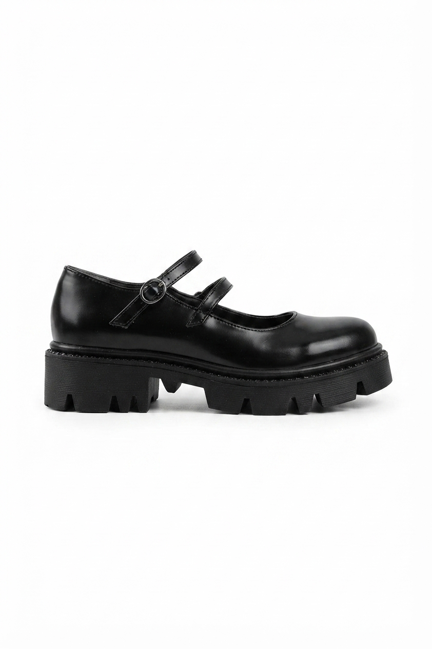 ZRIN-868-756 Premium Black Patent Leather Orthopedic High Platform Loafers