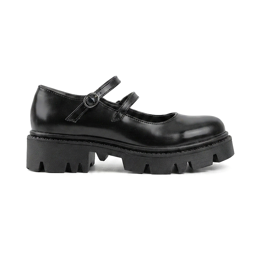ZRIN-868-756 Premium Black Patent Leather Orthopedic High Platform Loafers