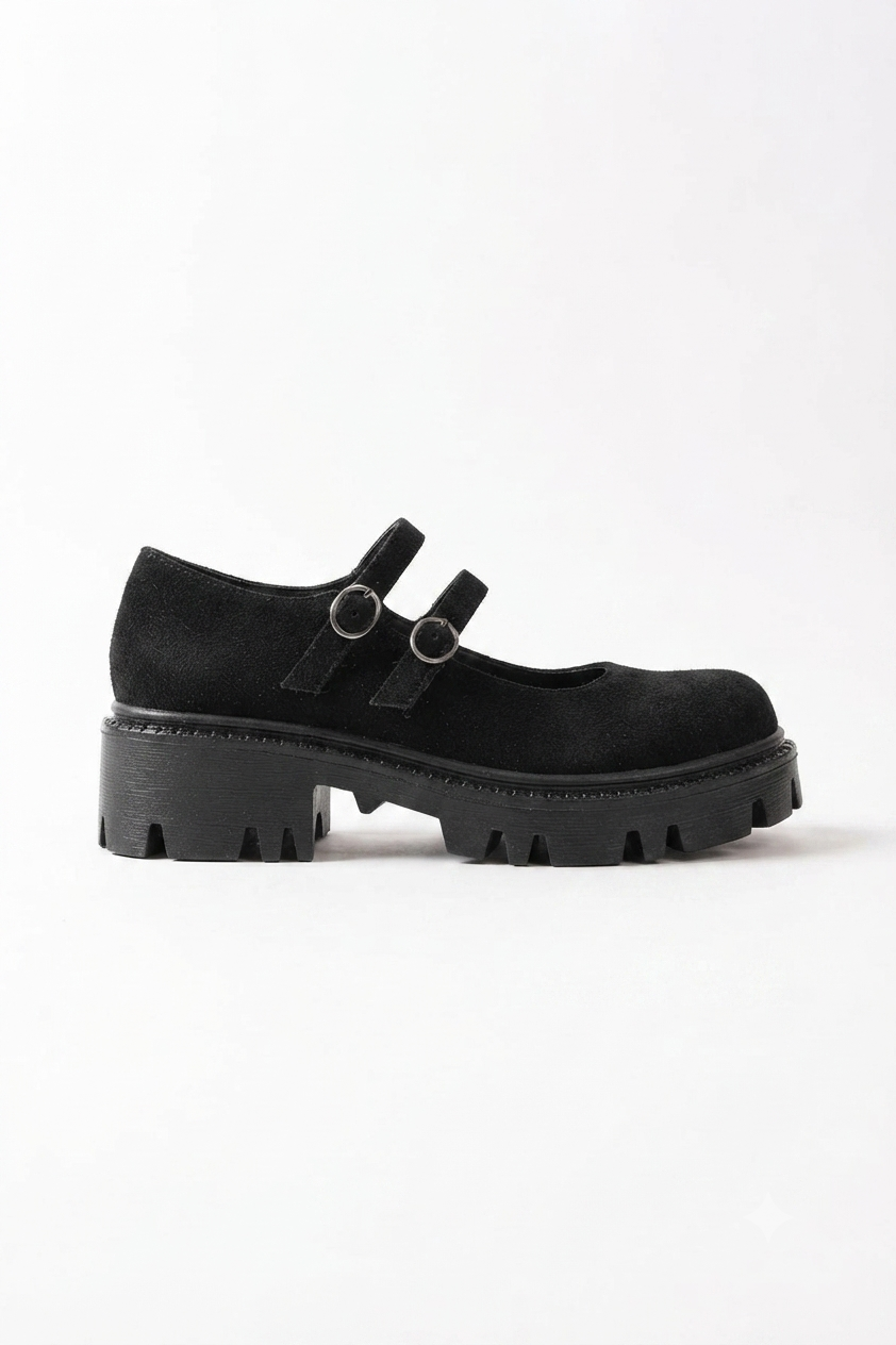 ZRİN-868-756 Premium Siyah Süet Ortopedik Yüksek Tabanlı Loafer