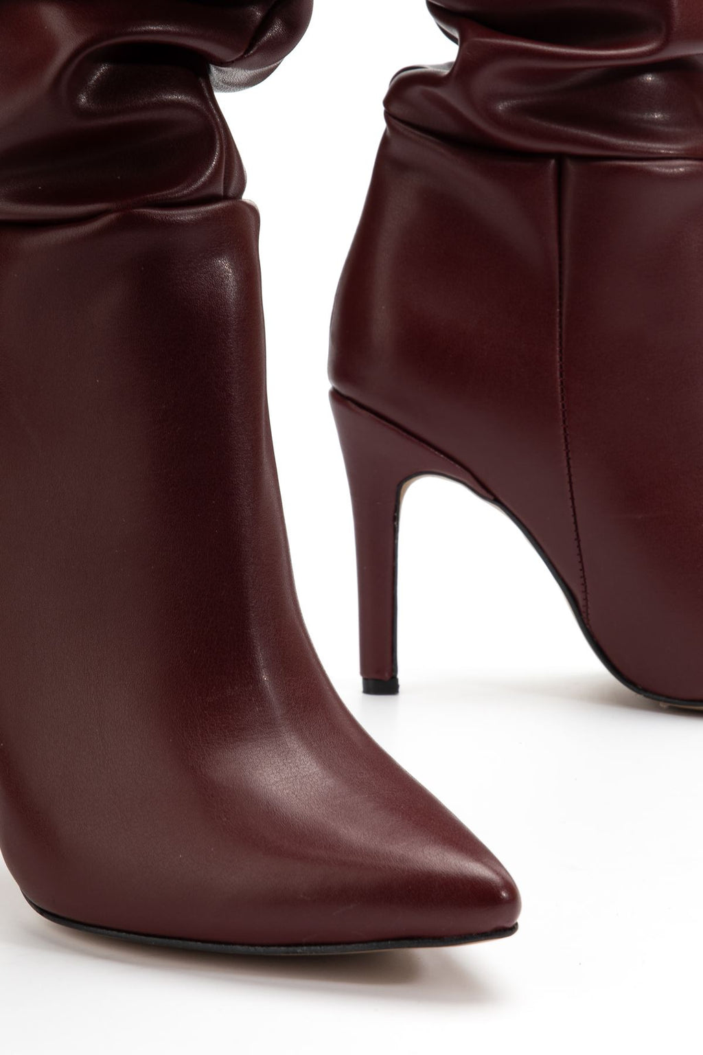 ZRİNXX-2003 Premium Bordo Körüklü İnce Topuklu Günlük Kadın Çizme 11 cm