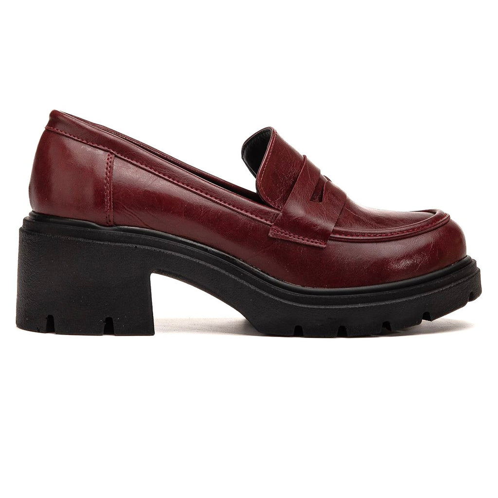 ZRİN-K-706 Premium Burgundy Wrinkled Patent Leather Orthopedic High-Sole Loafer