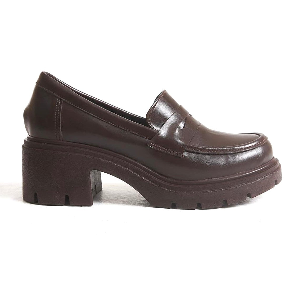 ZRIN-K-706 Premium Coffee Wrinkle Patent Leather Orthopedic High-Sole Loafer