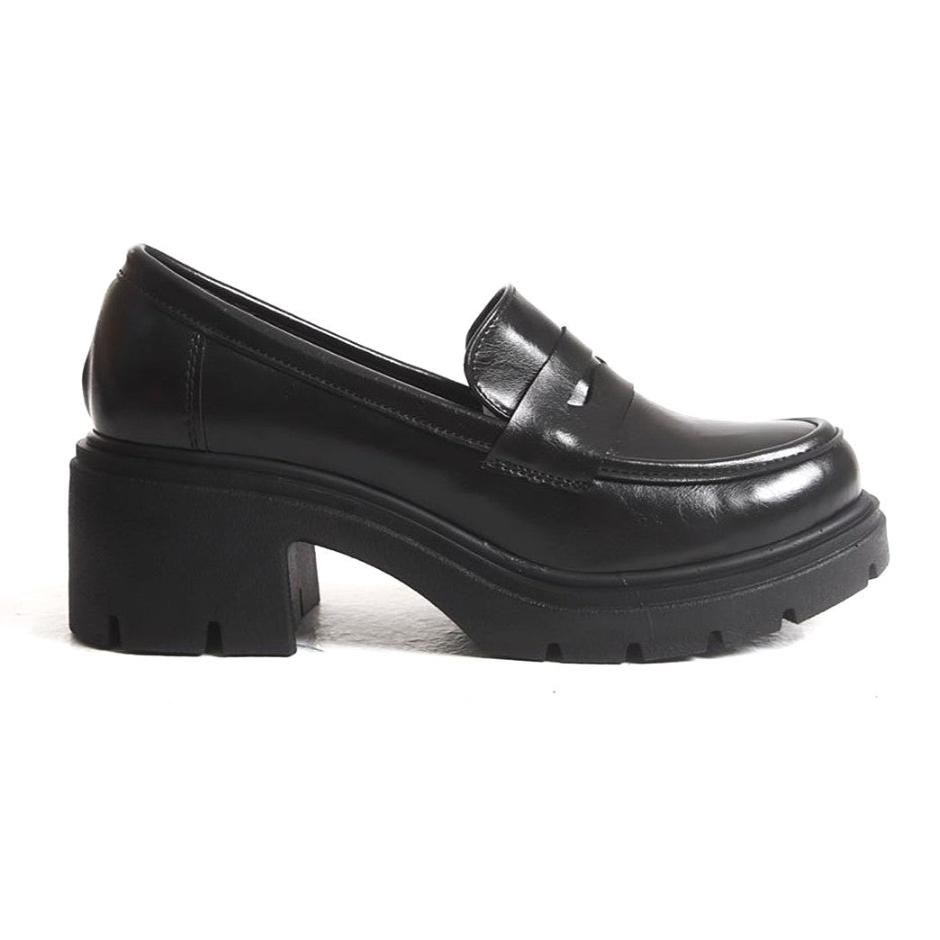 ZRİN-K-706 Premium Siyah Kırışık Rugan Ortopedik Yüksek Tabanlı Loafer