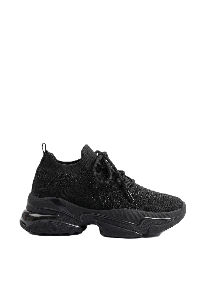 ZR-2024 Yüksek Kalite Siyah Bağcıklı Triko Taşlı Slip-On Kadın Spor Ayakkabı