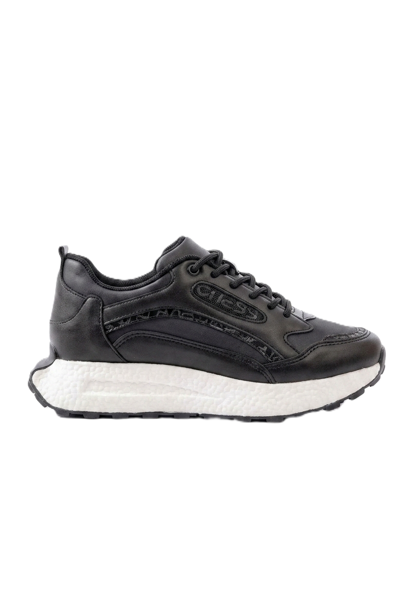 ZRİNF-307 Premium Siyah Bağcıklı Saten Taş Aksesuarlı Kadın Sneaker