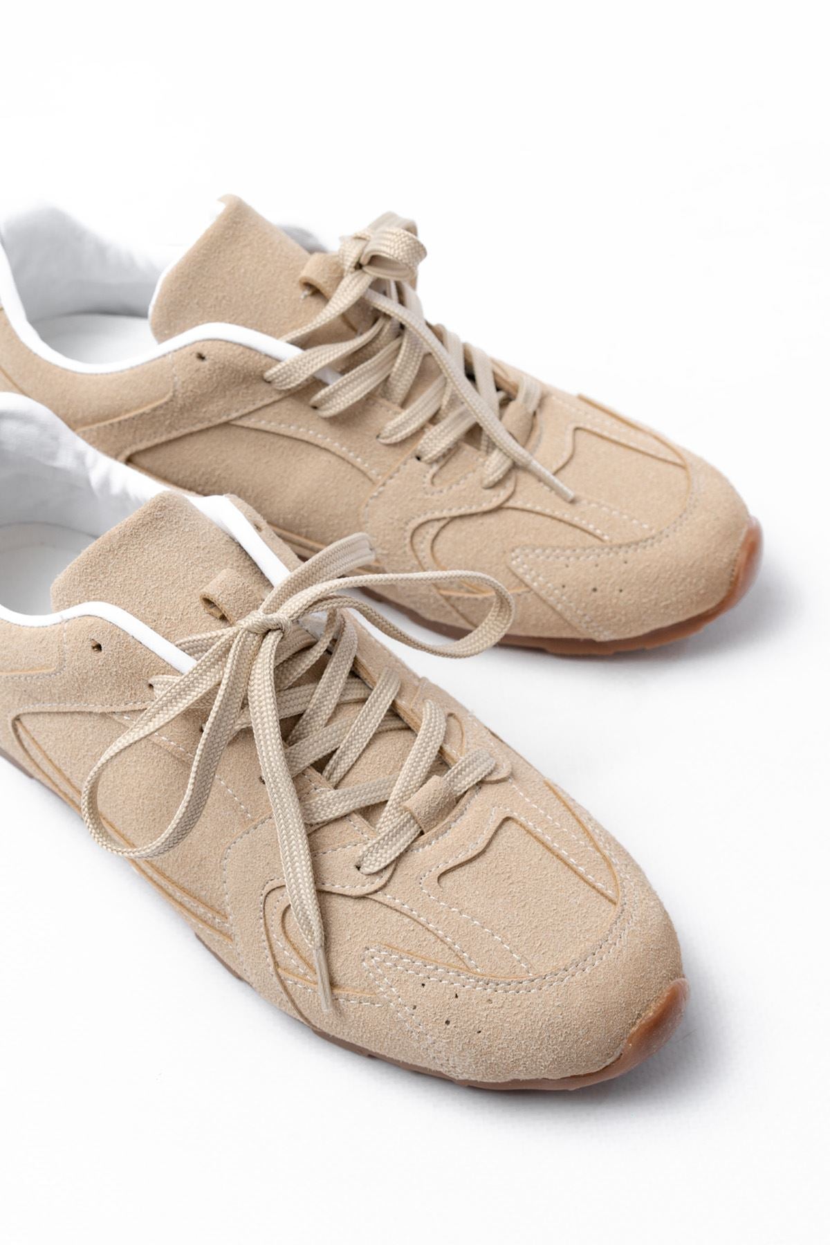 ZRİNRS-01 Premium Bej Süet Ortopedik Günlük Kadın Sneaker