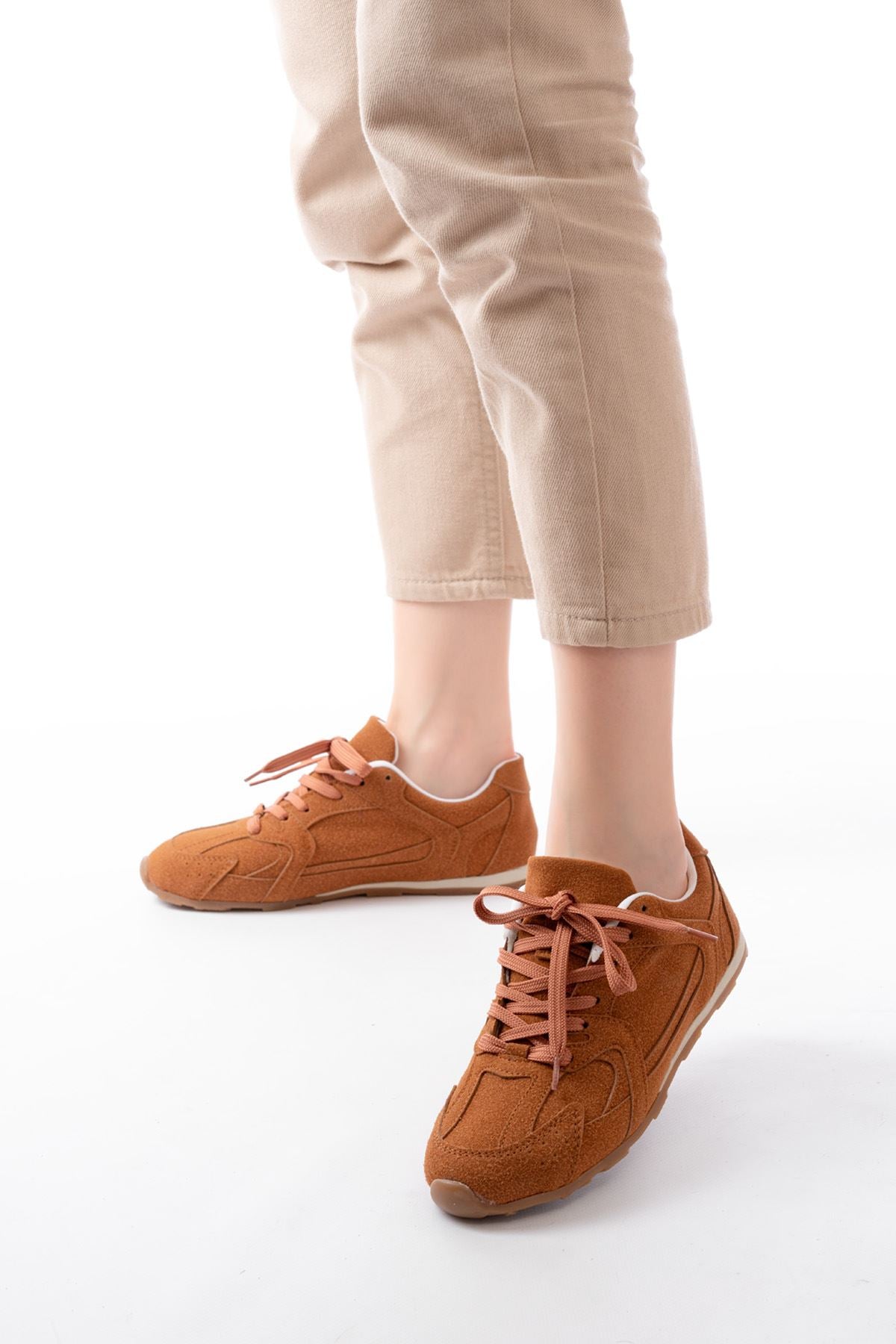 ZRİNRS-01 Premium Taba Süet Ortopedik Günlük Kadın Sneaker