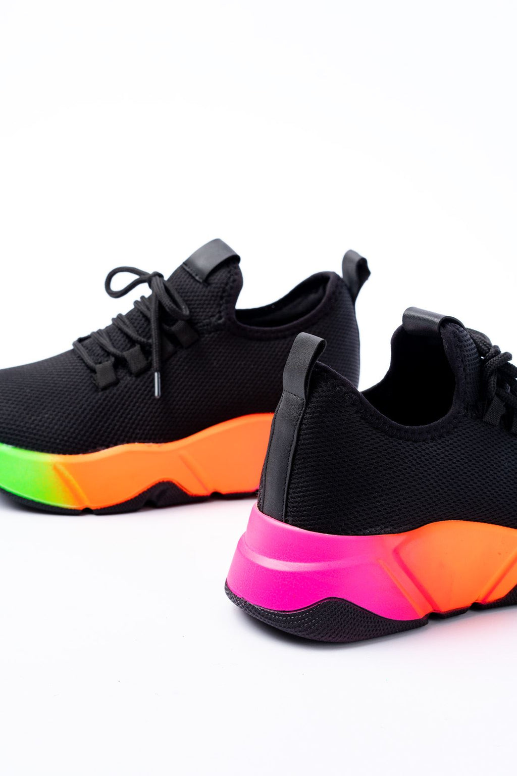 ZRİN-400 Premium Siyah Renkli Bağcıklı Triko Kalın Taban Kadın Sneaker 5 cm