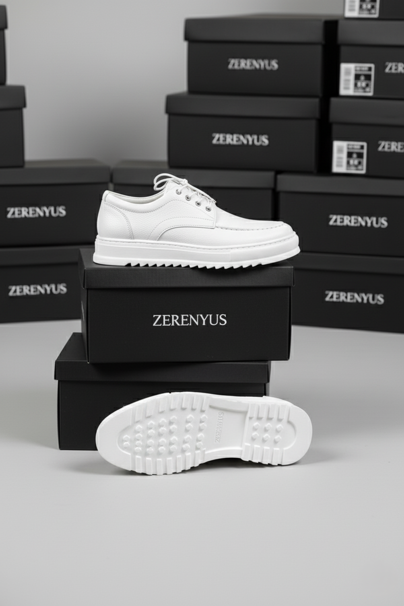 ZRJ-T12 Bağcıklı Erkek Günlük Spor Klasik Ayakkabı Beyaz