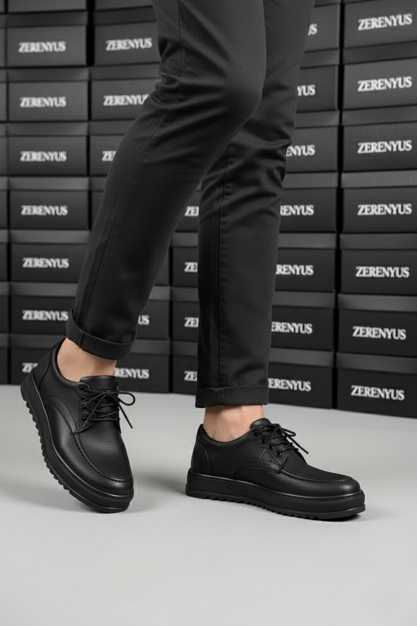 ZRJ-T12 Bağcıklı Erkek Günlük Spor Klasik Ayakkabı Siyah Beyaz