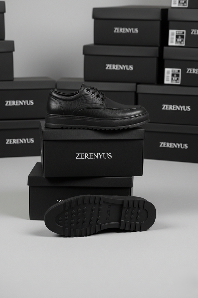 ZRJ-T12 Bağcıklı Erkek Günlük Spor Klasik Ayakkabı Siyah Beyaz