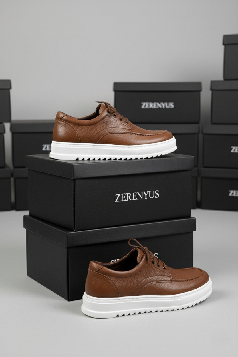 ZRJ-T12 Bağcıklı Erkek Günlük Spor Klasik Ayakkabı Taba